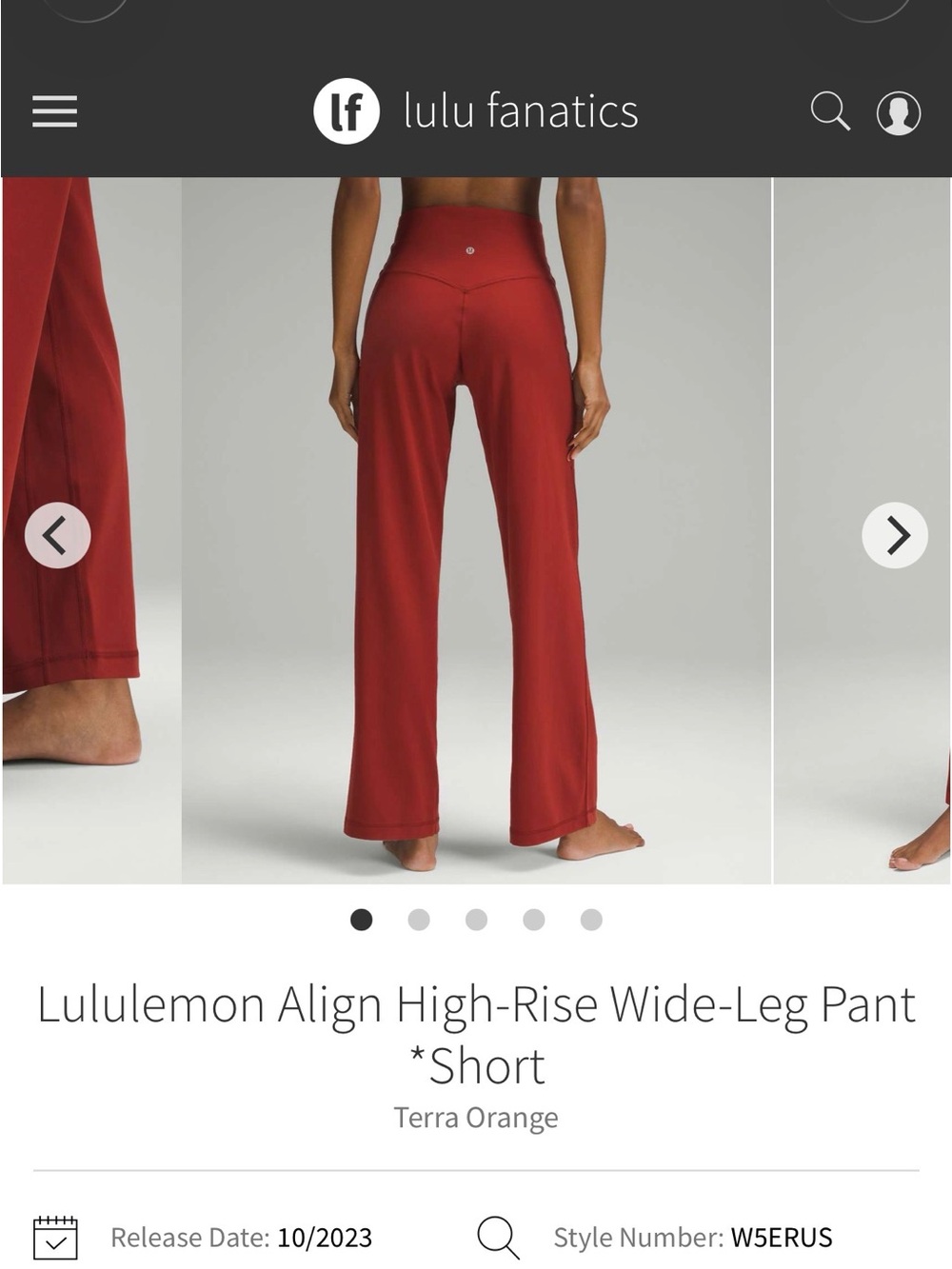 lululemon Align High-Rise Wide-Leg Pant in Terra Orange short size 6